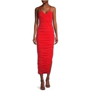 Elliatt Red Pippa Maxi Dress NWT Ruched Midi Bodycon Retails $220 Womens Size S
